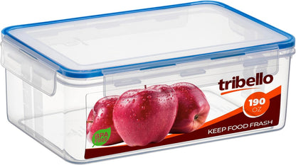 Tribello 250 oz Extra Large Airtight Food Storage Containers with SnapTight Lids – Clear, Stackable, BPA-Free Meal Prep Containers for Kitchen, Freezer & Pantry Storage