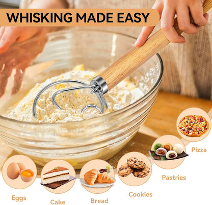 TEEVEA Danish Dough Whisk, Stainless Steel for Sourdough Bread