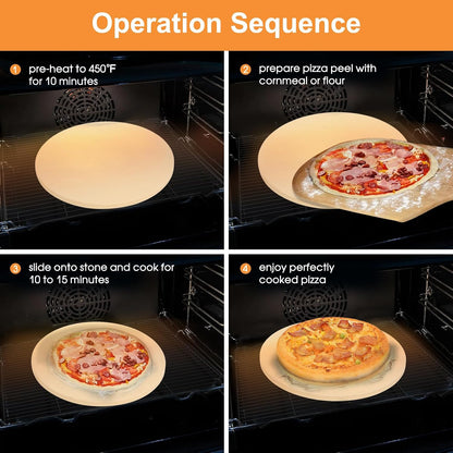 Small 10x10 Inch Cordierite Pizza Stone for RV Camper Oven & Grill, Square Baking Stone for Pizza, Bread, Pies, BBQ, Durable and Safe, with Plastic Scraper