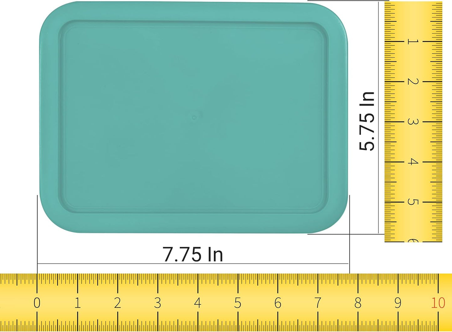Replacement Lids fits Pyrex 3-Cup Glass Food Storage Container Bowls, (7.75 x 5.75-Inch) Plastic Rectangle Lids Covers for Pyrex 7210-PC, Airtight & Leakproof (4-Pack, Turquoise)