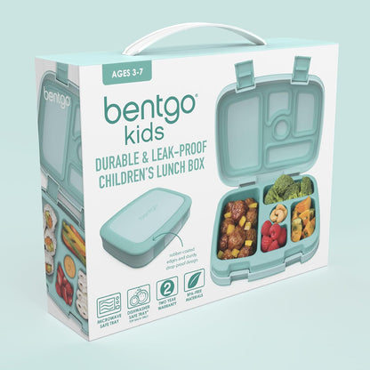 Bentgo Kids Bento-Style 5-Compartment Leak-Proof Lunch Box - Ideal Portion Sizes for Ages 3 to 7 - Durable, Drop-Proof, Dishwasher Safe, PFAS & BPA-Free & Made with Food-Safe Materials (Purple)