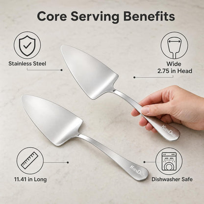 KSENDALO 2 Pack Small Cake Pie Server for Wedding, Birthday, Party, Silver