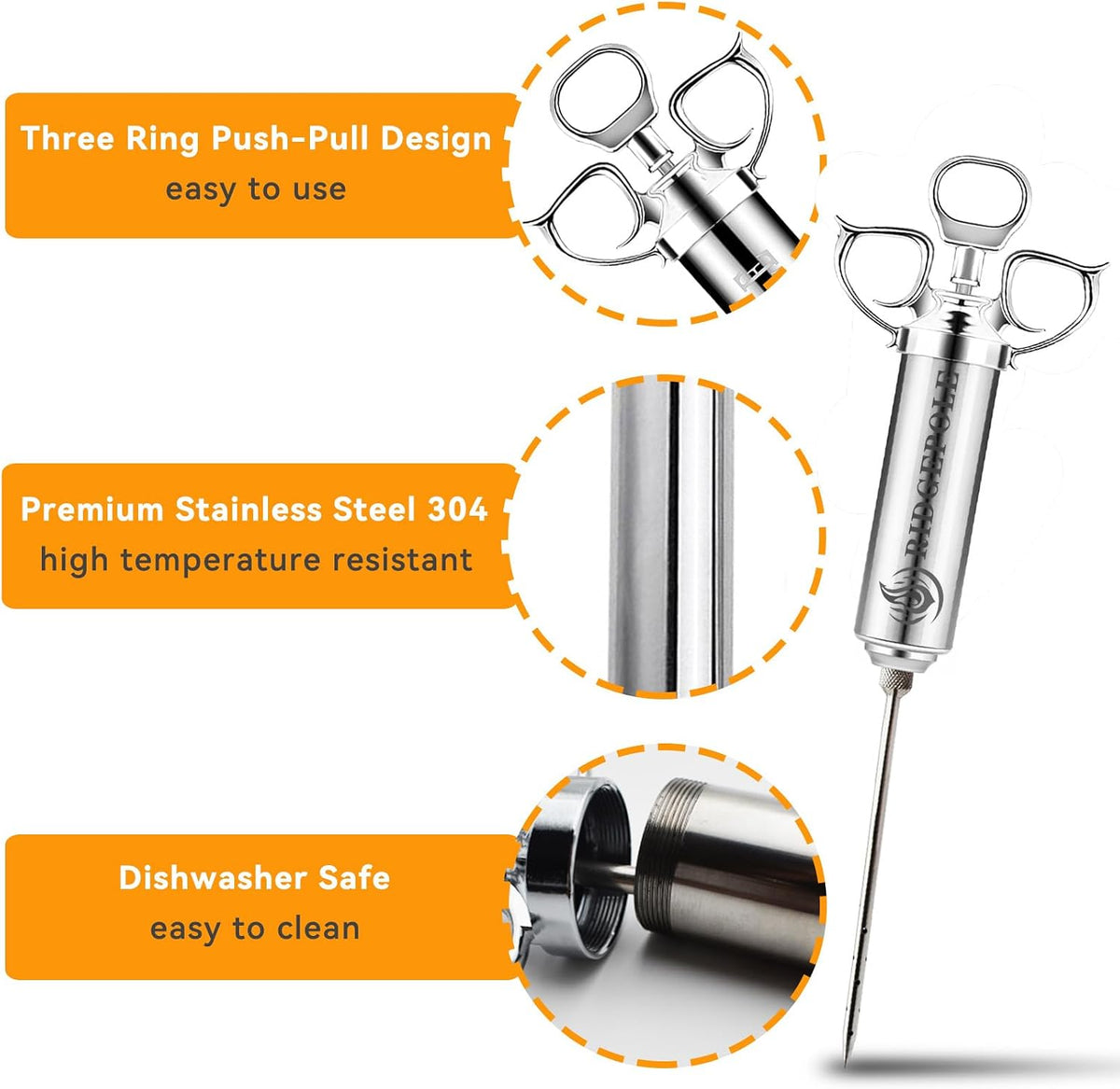 Meat Injector, Marinade Injector with 3 Marinade Needles