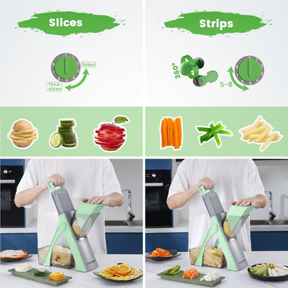 SupMaKin Upgrade Safe Mandoline Slicer Plus, Vegetable Chopper, Potato Slicer, Food Slicer Onion Chopper, Fry Cutter, Veggie Salad Dicer Kitchen Chopping Artifact Gifts (Blue)