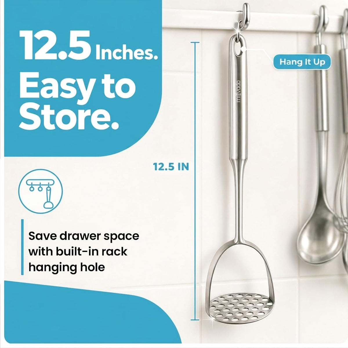 Millvado Slotted Spoon Stainless Steel, Straining & Serving - 15 In.Utensil