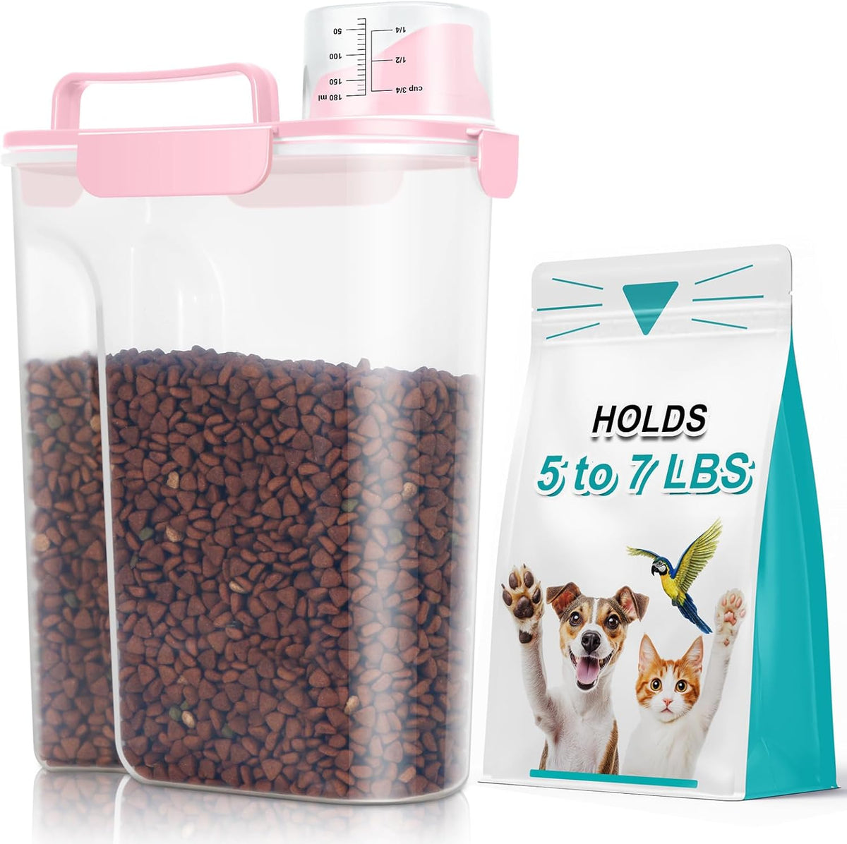TBMax 10 Lbs Cat Dog Food Storage Container, 2026 Upgraded Large Pouring Container for Pet Food Storage, Bird Seed Dispenser, Portable Travel Kibble Holder -Dark Green