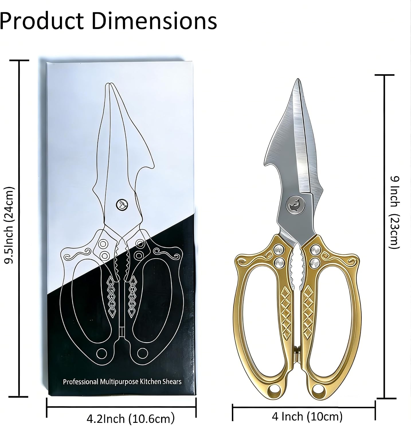 Multifunctional Heavy Duty Kitchen Shears,Kitchen Scissors for Food, Kitchen Shears for Cutting Chicken,Japanese High-Carbon Steel Culinary Poultry Shears, for Chicken,Meat,Fish,Bone Cutting(Silver)