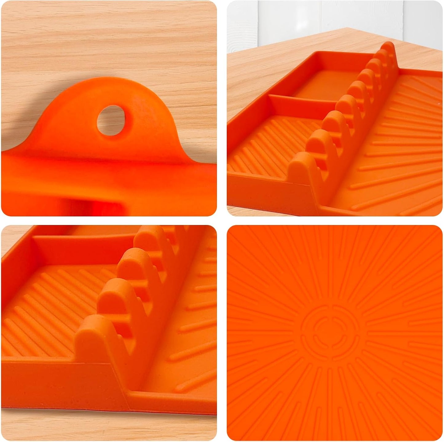 Large Silicone Grill Mat with Drip Pad, Heat Resistant Spatula Holder for Blackstone Side Shelf & Outdoor Kitchen Countertop, Reusable Griddle Accessories for BBQ Enthusiasts and Home Cooks