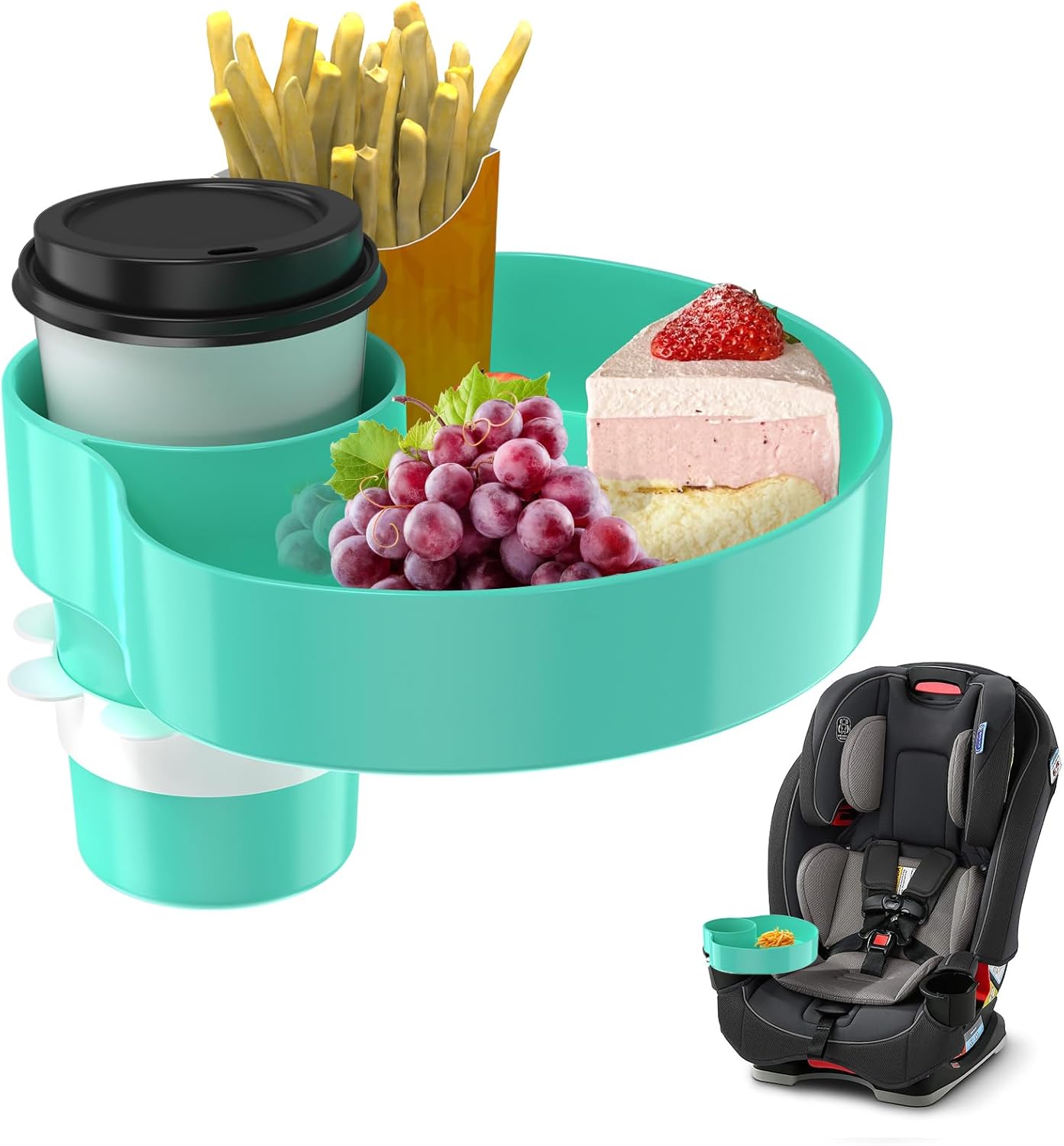 [2 Packs Blue & Pink] Kids Car Seat Tray, Travel Tray with Cup Holder for Toddler Baby, Kids Car Seat Food Snack Organizer for Road Trip, Stroller snack Organizer Travel Must Haves Toddler Must Haves