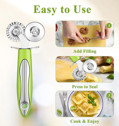 Fluted Pastry Wheel, Pastry Wheel Cutter, Dual-Wheel Fluted,
