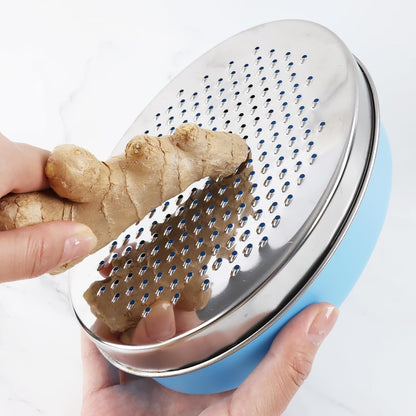 Cheese Grater Citrus Lemon Zester with Food Storage Container & Lid - Perfect For Hard Parmesan Or Soft Cheddar Cheeses, Ginger, Vegetables, Butter, Chocolate & Nutmeg (White)