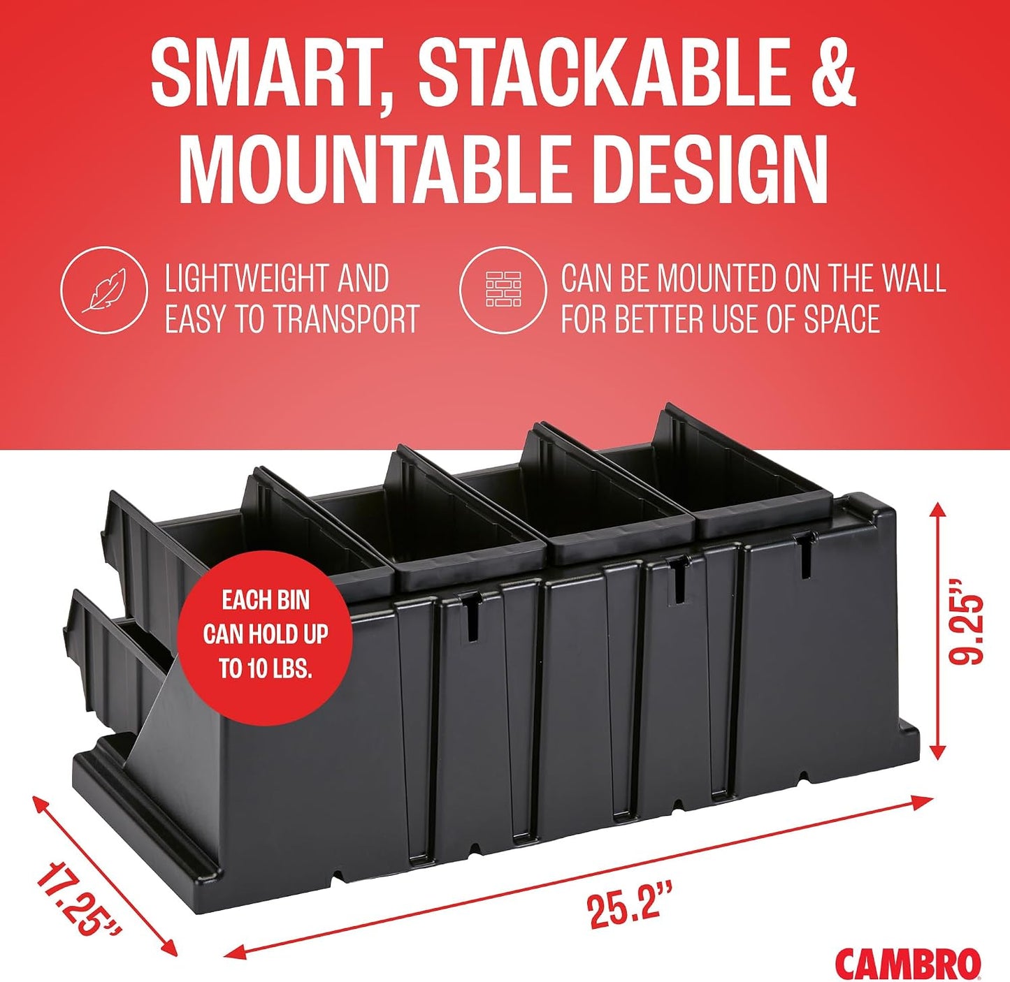 Cambro Versa - Self Serve Condiment and Utensil Bin - 12 Storage Bins - Ideal for food and coffee condiments (Black)