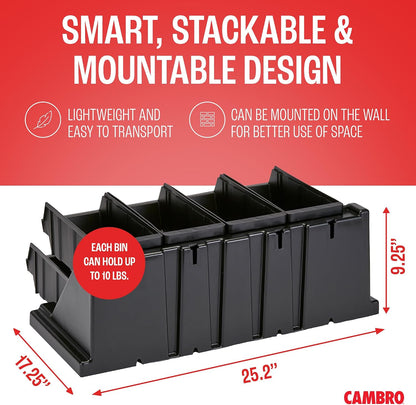 Cambro Versa - Self Serve Condiment and Utensil Bin - 12 Storage Bins - Ideal for food and coffee condiments (Black)
