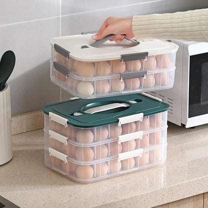 Deviled Egg Carrier 2-Layer Plastic Clear Deviled Egg Tray with Lid & Handle & Buckle Thickened 36 Holder for Fridge, Travel, Party
