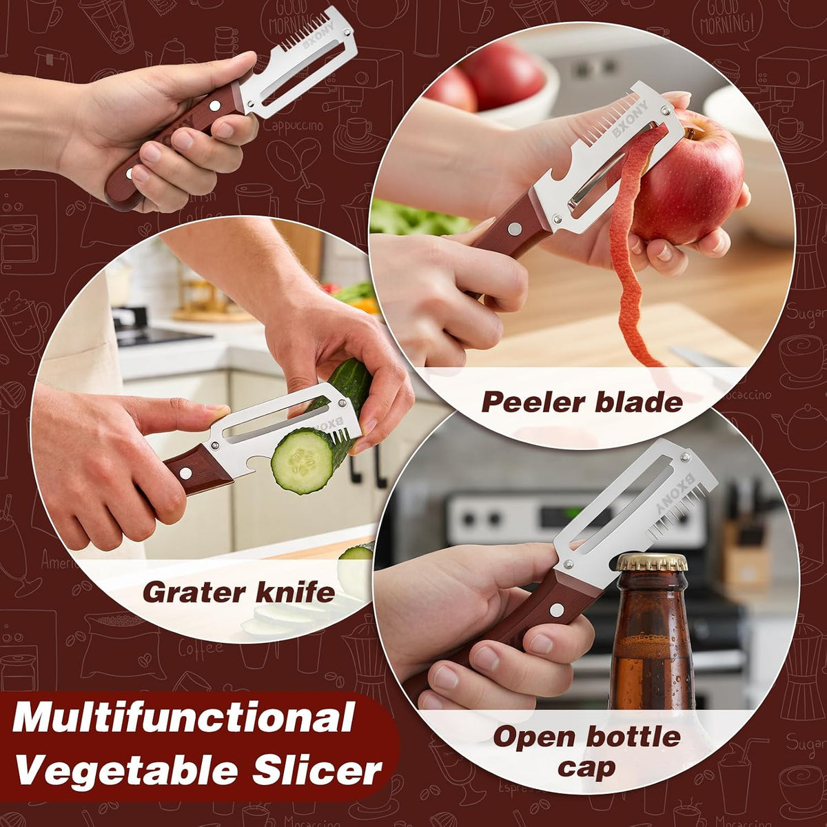 Multifunctional Vegetable Peeler Cabbage Shredder Veggie Chopper Multi Functional Slicer Julienne for Kitchen Stainless Steel Eplucheur Legumes Thickened Fruit Knife Potato Slicer Peelers (3pcs)