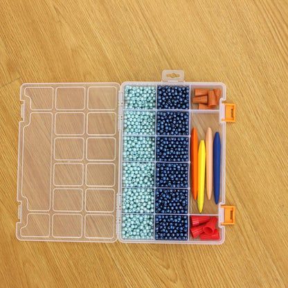 2 Pack Fixed 21 Grids Large Clear Plastic Storage Box, Transparent Organizer Container Case for Small Parts, Bead, Button, Jewelry, Diamond, Craft Supplies,Sewing Kit, DIY Accessories