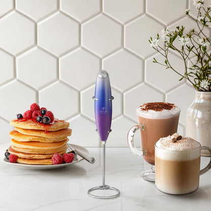 Zulay Kitchen Rechargeable Milk Frother Handheld - Frother Wand, Drink Mixer, Electric Whisk Frother, for Cappuccinos, Matcha & Protein Powder - Dynamic 3 Whisk, 3 Speed 500mAh Black - Colors A