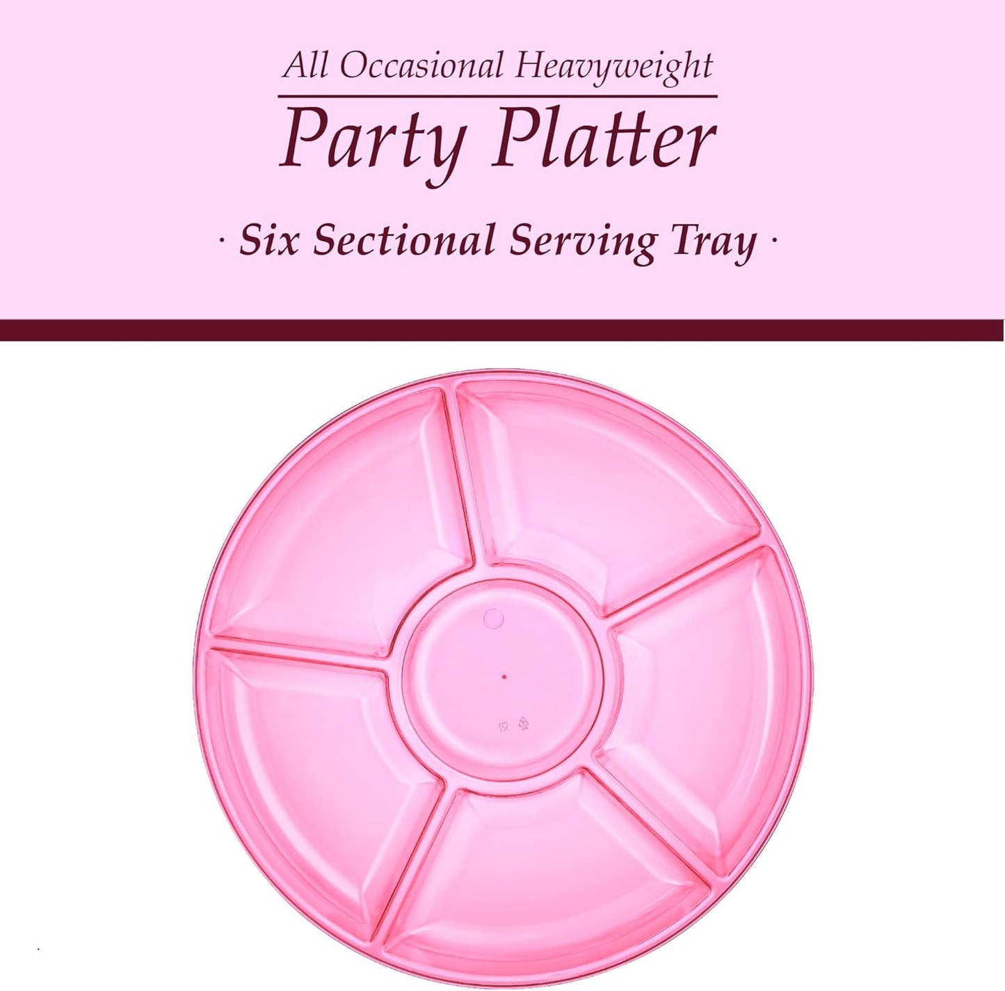 Plasticpro 6 Sectional Round Plastic Serving Tray/Platter (4, Clear)