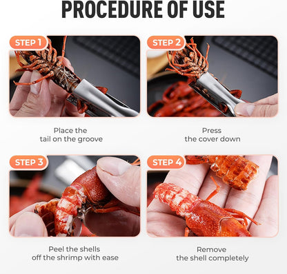 2025 New Crawfish Peeler, Stainless Steel Crawfish Shucker Crawfish Sheller Seafood Tool, Upgrade Crawfish Tail Peeler Crawfish Tail Remover Tool for Kitchen Restaurant (2, Sliver)
