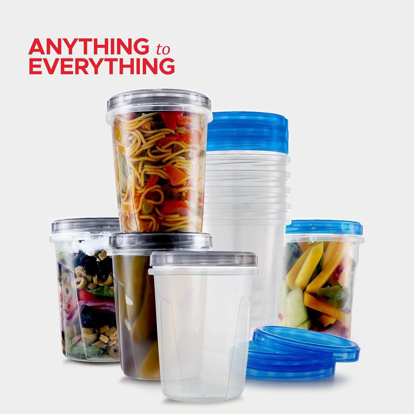Tafura 10 Pack Leakproof Freezer Containers for Food with Twist Top Lids - 32 Oz BPA Free Reusable Plastic Soup Containers with Screw On Lids - Ideal for Meal Prep, Leftovers & Pantry Organization
