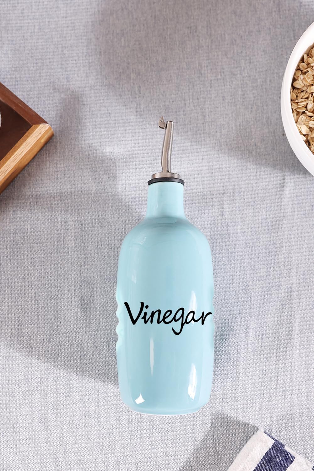 Farmhouse Ceramic Oil and Vinegar Dispenser Bottle Set (White)