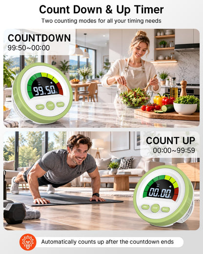 Digital Magnetic Kitchen Timer for Cooking, Rechargeable, Loud Alarm
