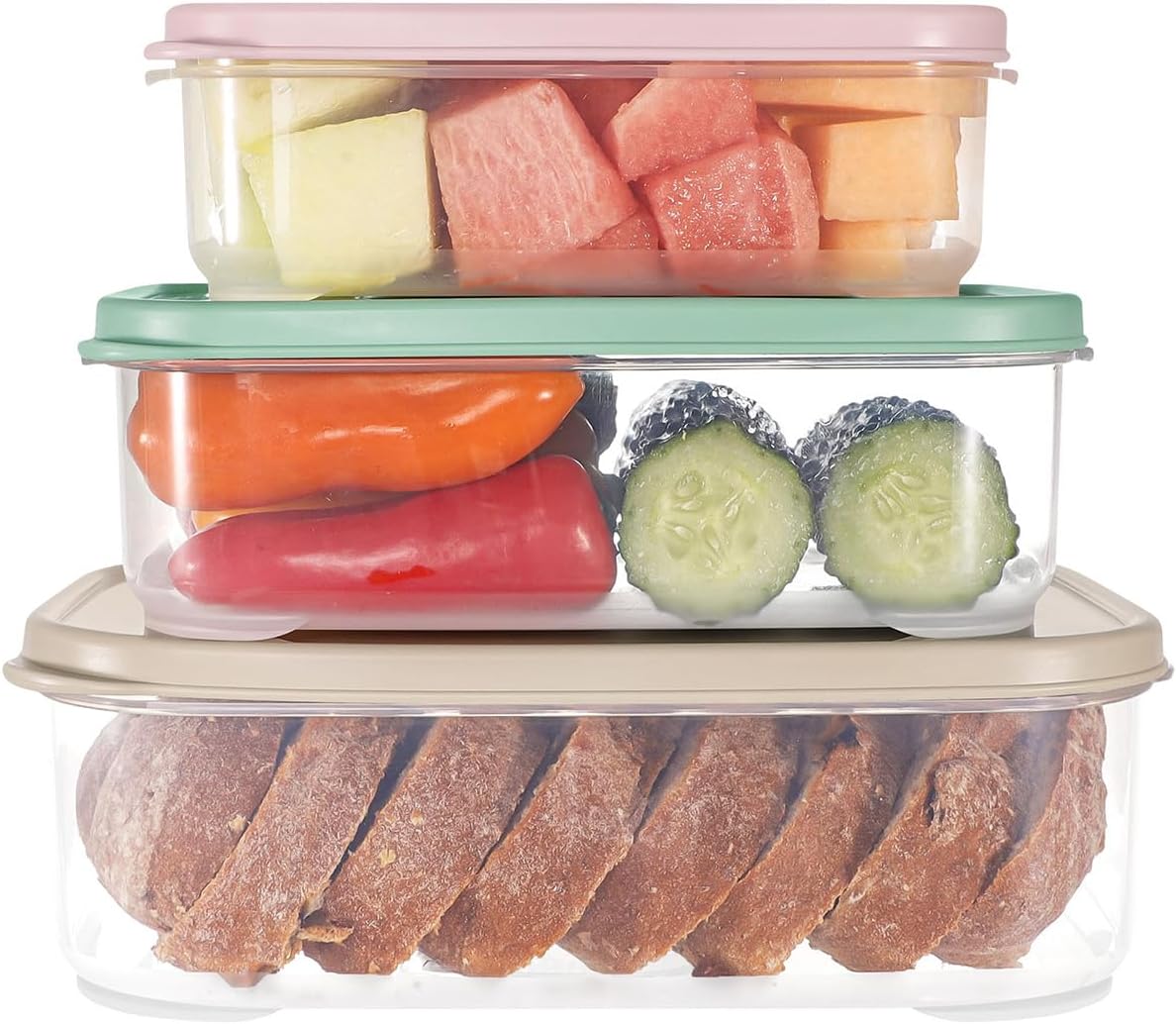 4 PCS Food Storage Containers with Lids - 100% Leak-Proof Plastic Meal-Prep Containers for Kitchen Storage and Dining out, BPA-Free, Dishwasher & Microwave Safe (Rectangle)