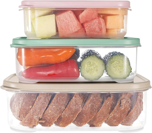 4 PCS Food Storage Containers with Lids - 100% Leak-Proof Plastic Meal-Prep Containers for Kitchen Storage and Dining out, BPA-Free, Dishwasher & Microwave Safe (Rectangle)