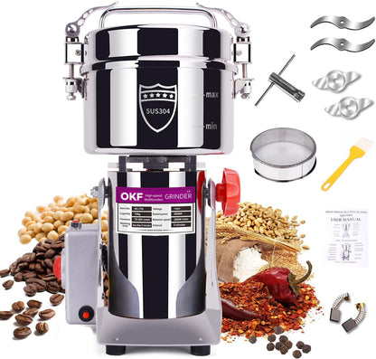 150g Grain Mill, 304 Stainless Steel Spice Grinder, 1500W High-speed Commercial Flour Mill, Superfine Flour Mill Grinder for Home, Grain Mill for Flour