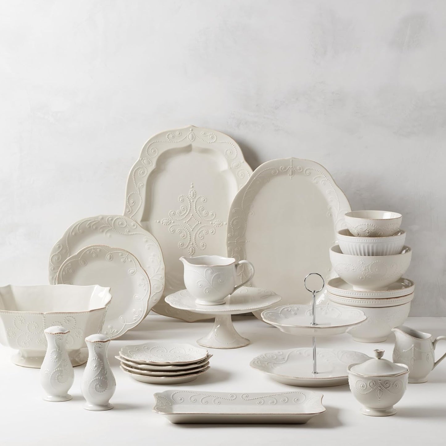 Lenox French Perle Chip and Dip Tray, White -