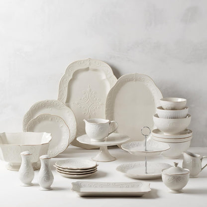 Lenox French Perle Chip and Dip Tray, White -