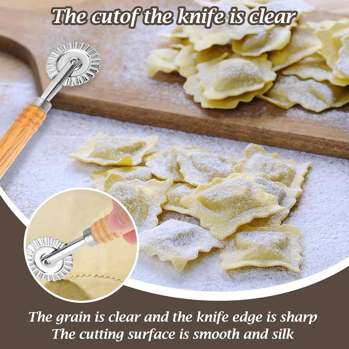 WLLHYF Pasta Cutter Wheel, Ravioli Cutter Wheel with Roller Zinc Alloy