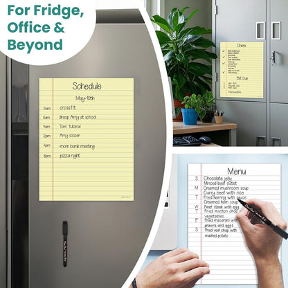 Magnetic Dry Erase Board - 8.5”x11” Dry Erase Whiteboard in 3 Colors - Reusable Blank Whiteboard for Fridge – 6 Dry Erase Markers Included