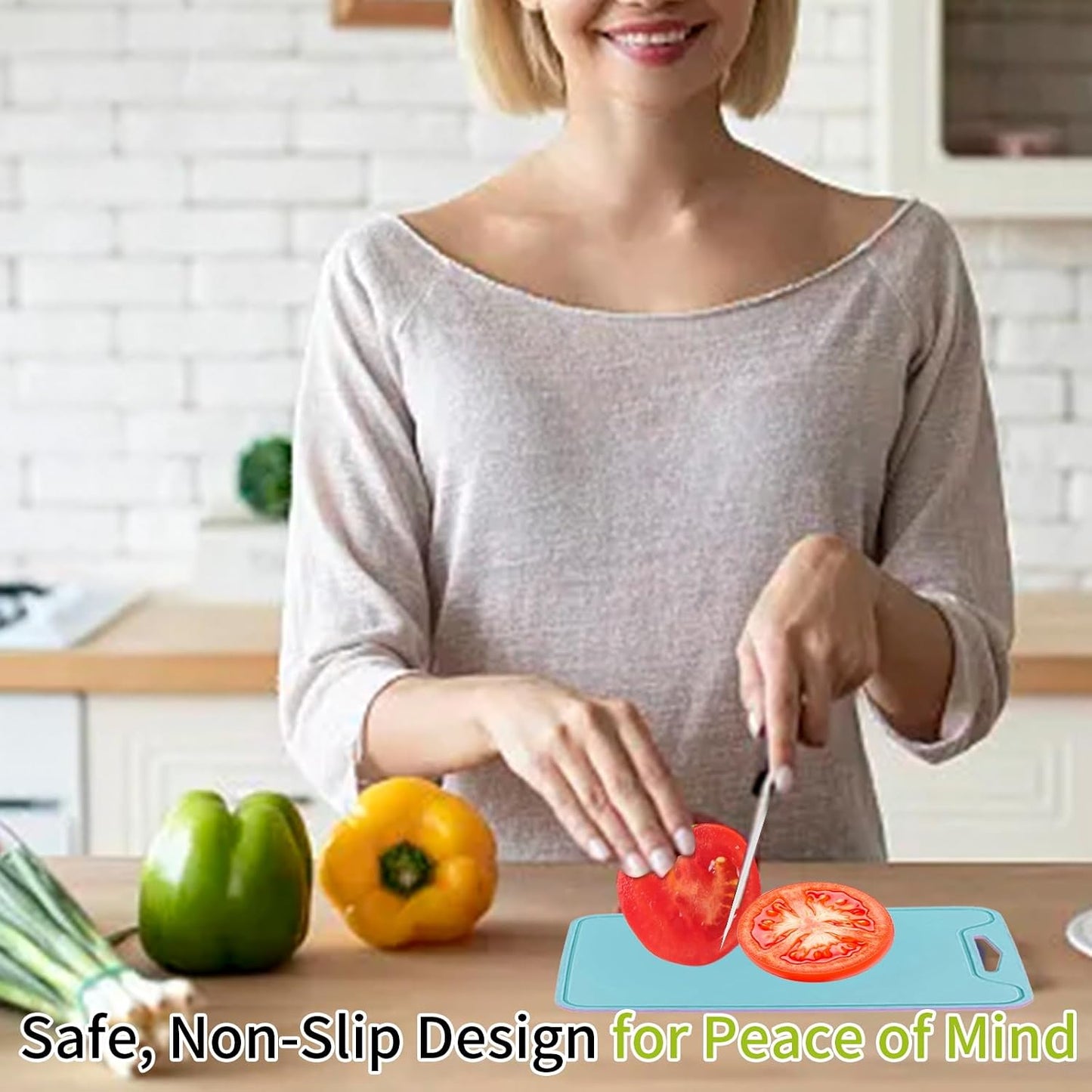 Silicone Cutting Board for Kitchen, 11.8''x 8.6'' Flexible Cutting Boards, BPA Free Non Slip Cutting Mat for Meat, Vegetables and Fruit with Easy Grip Handle, Dishwasher Safe (Deep purple)