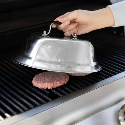 Outset Burger Cheese Melting Dome for Grill, Griddle, and Stovetop, Stainless Steel
