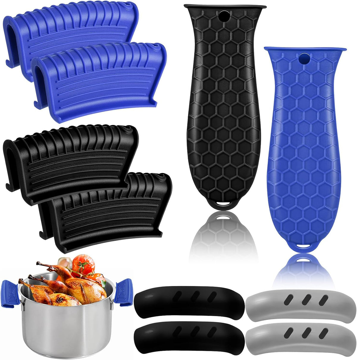 10Pcs Cast Iron Handle Cover, Silicone Pot Holders