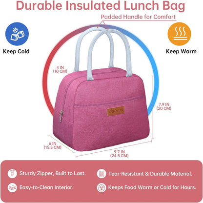 JBGOYON Bento Box and Lunch Bag Set, Leak-Proof Lunch Box for Adults and Kids with Built-in Utensils, Insulated for Work School Travel, Microwave & Dishwasher Safe, All-in-One (Purple)