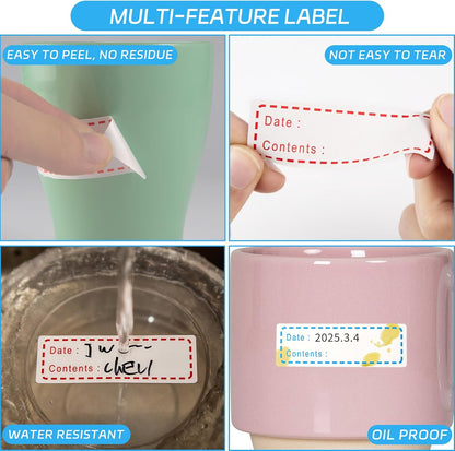 1000 Pcs Removable Freezer Labels with Perforation Line, 1x3 Inch Waterproof Oil Resistant Food Storage Stickers, No Residue Easy Peel Date Content Labels for Kitchen Containers, Jars, Restaurants