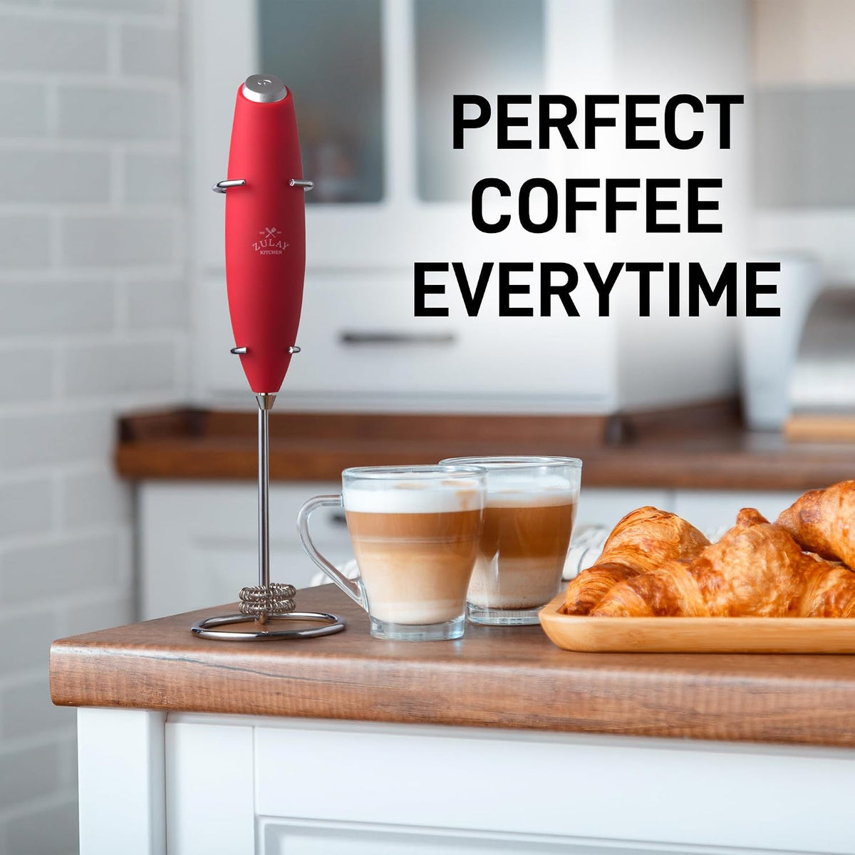 Zulay Kitchen Rechargeable Milk Frother Handheld - Frother Wand, Drink Mixer, Electric Whisk Frother, for Cappuccinos, Matcha & Protein Powder - Dynamic 3 Whisk, 3 Speed 500mAh Black - Colors A