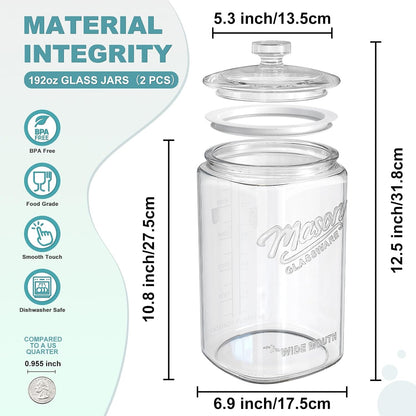 Ritayedet 2 Pack 1 Gallon Cookie Jars, Sourdough Starter Jar with Lids | Wide Mouth Food Storage Containers for Flour, Sugar, Sourdough Starter, Candy, Coffee, Dog Treat, Apothecary, Laundry