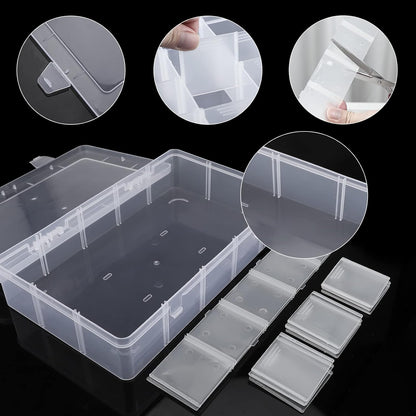 Exptolii 15 Large Grids Plastic Organizer Box with Dividers, 2 Pack Clear Compartment Container Storage for Washi Tapes Beads Crafts Jewelry Fishing Tackles, Size 11 x 6.3 x 2.2 in