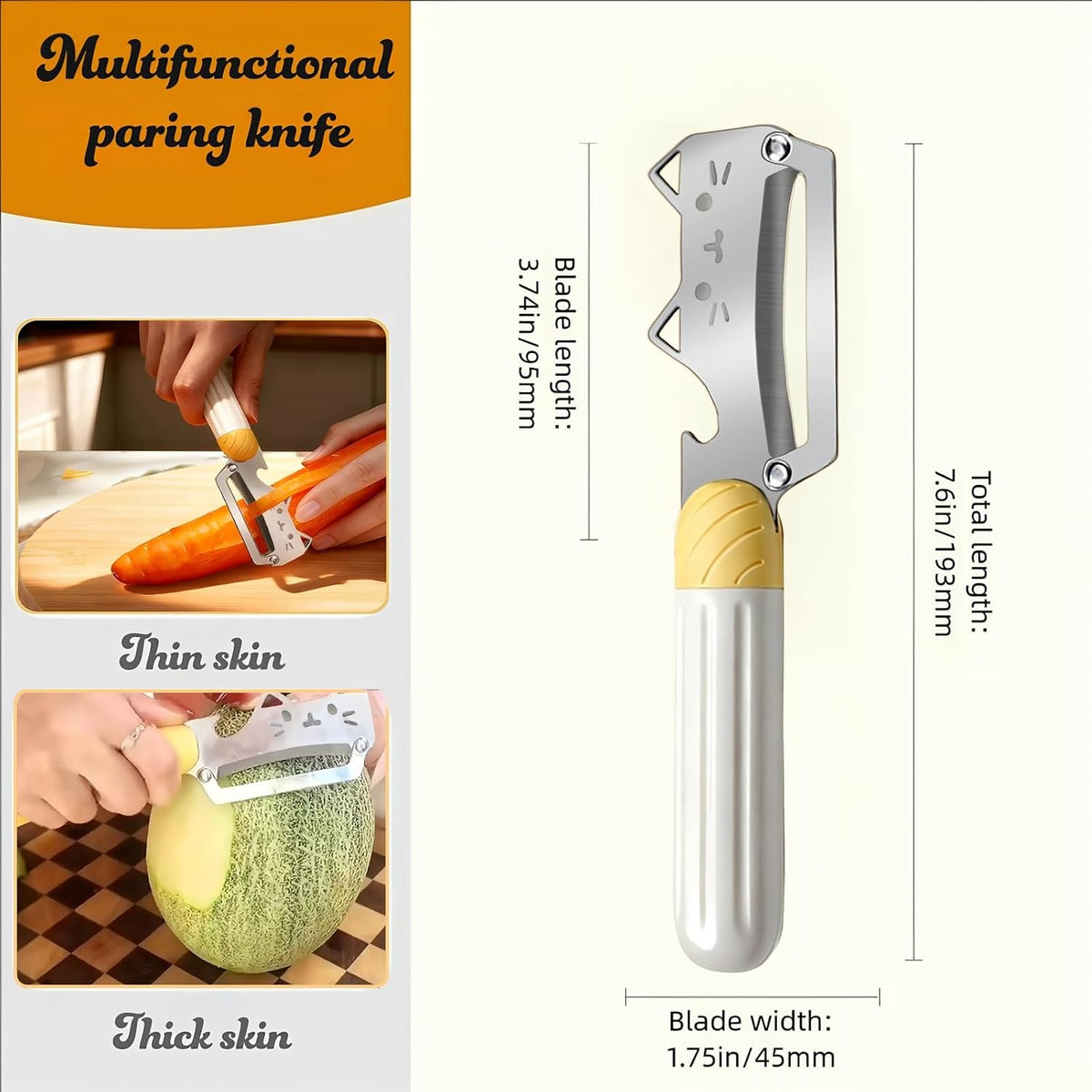 Vegetable Peeler Wooden Handle Sharp Steel Blade with Bottle Opener