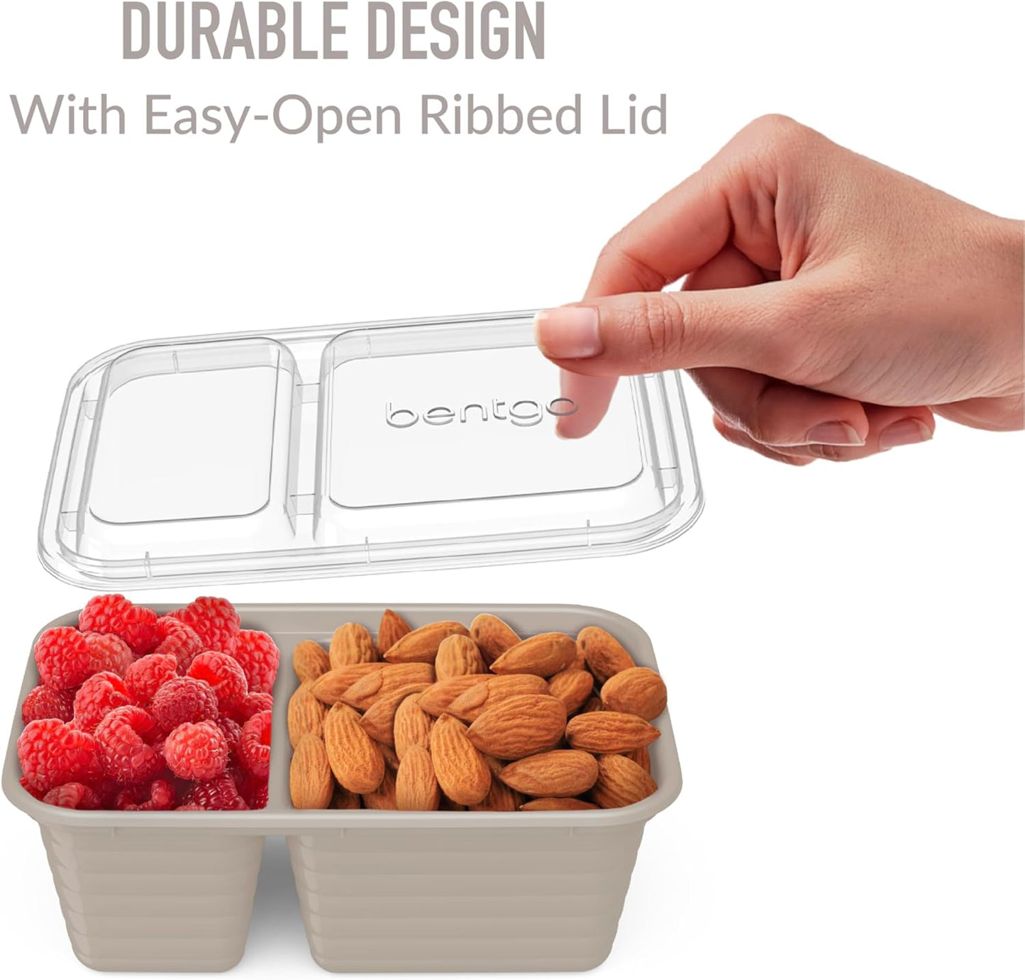 Bentgo Prep - 2-Compartment Snack Containers with Lids - Reusable, Microwaveable, Durable, PFAS & BPA-Free, Freezer, & Dishwasher-Safe Meal Prep Food Storage - 10 Trays & 10 Lids (Basil Glitter)
