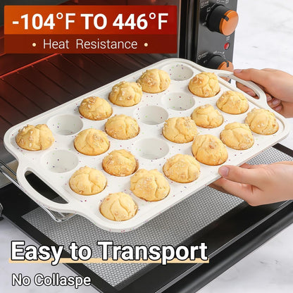 Silicone Muffin Pans for Baking, Metal Reinforced Frame 12 Cups Regular Size Silicone Cupcake Pan Nonstick Muffin Tin for Baking Muffin, Cupcake, Frittatas,BPA Free, Silicone Molds Dishwasher Safe