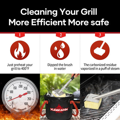 XUDAKAIXIN Bristle-Free Steam Grill Brush,No Bristle Shedding— Ultra Safe & Efficient BBQ Grill Cleaner for Outdoor Grill, for Men, Dad, or Any Grill Lover﻿