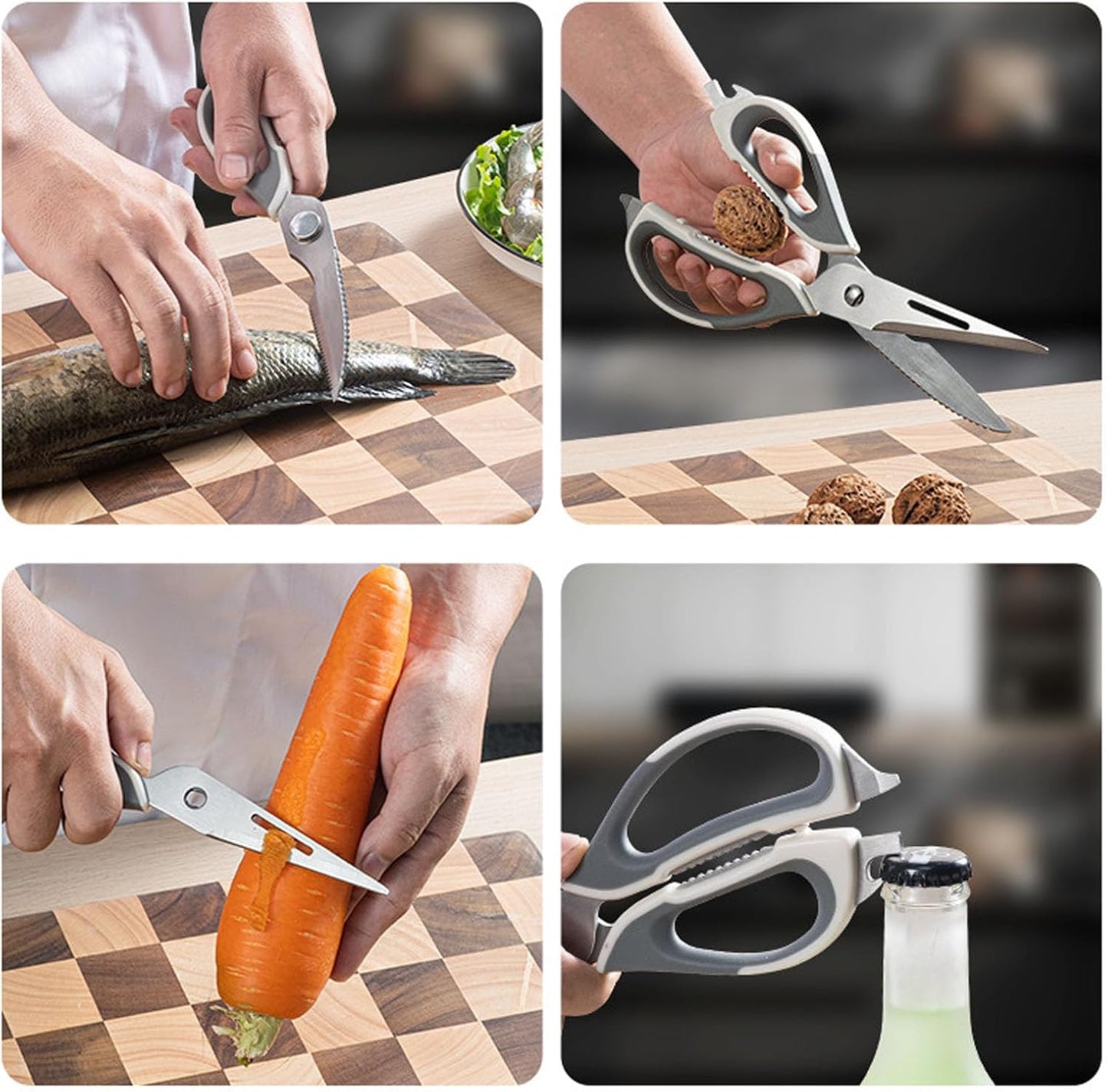4-Pack Heavy Duty Kitchen Shears, Stainless Steel, Come-Apart Design for Easy Cleaning, Multi-Purpose Cooking Scissors with Magnetic Holder for Fridge Organization Kitchen Tools Set