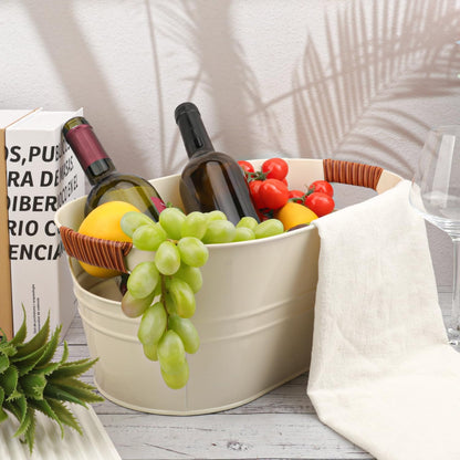 3 Pack 15.3" x 9" x 6" Yellow Metal Galvanized Tub with Handles, 3 Gallon Large Beverage Tubs for Parties, Beer, Wine, and Cocktails, Rust-Proof and Durable Ice Buckets