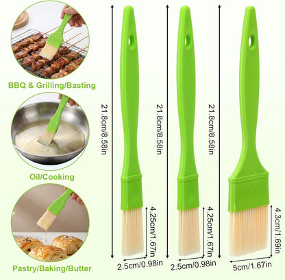 Amaxiu 3 Pcs Pastry Brush Set, 1in and 2in Bristle Basting Brush