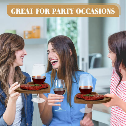 Menkxi 12 Set Wine Appetizer Plates Mini Charcuterie Boards with Wine Glass Holder and Box Gifts for Bridal Shower Game Prizes Wooden Cocktail Cheese Plate for Guests Baby Shower(Heart,Light Color)
