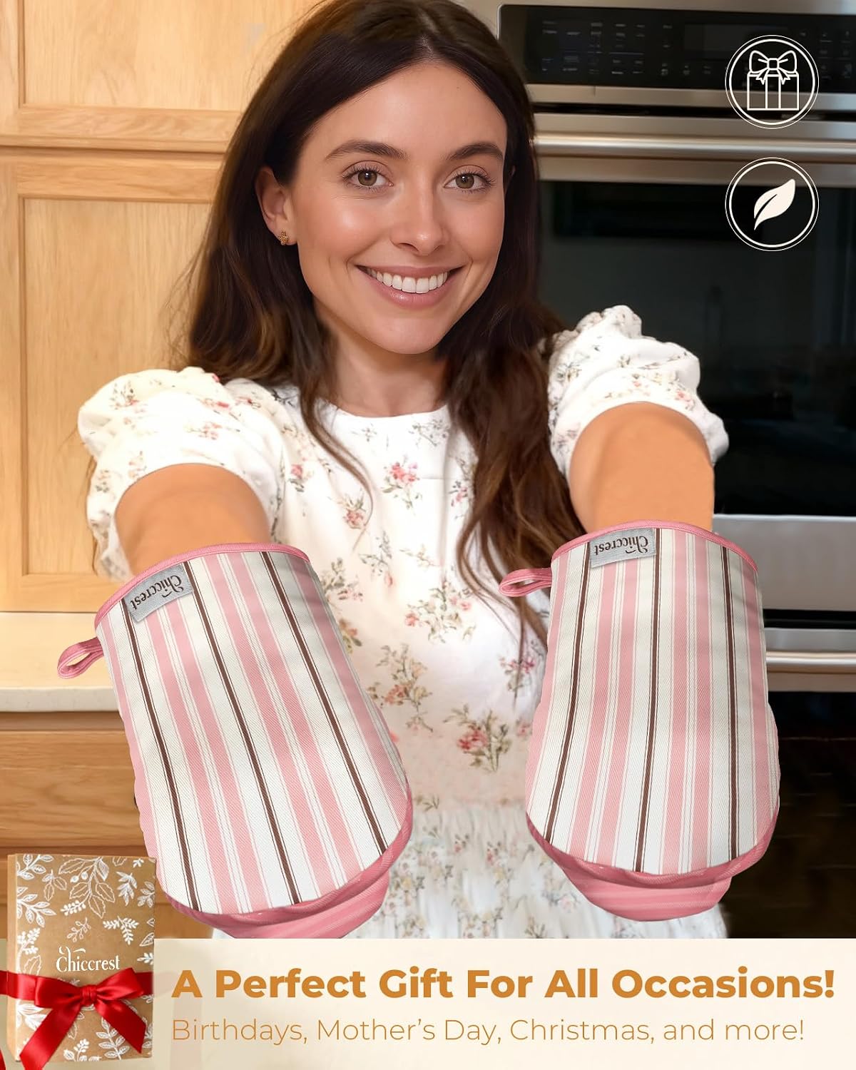 100% Thick Cotton Mini Oven Mitts Silicone Grip Lemon & Birds